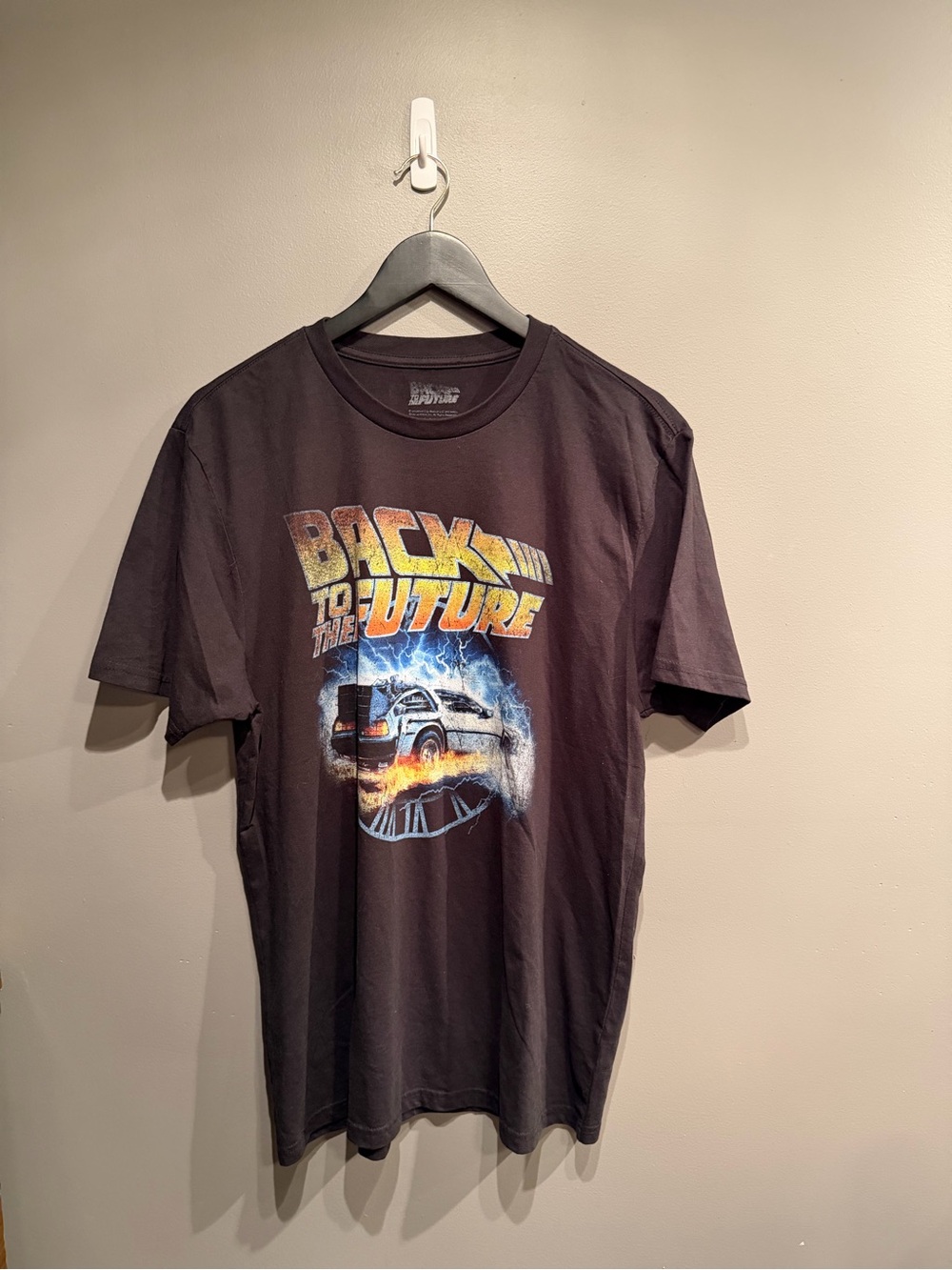 Back To The Future DeLorean Graphic T Shirt Mens Large Black Movie Tee Universal